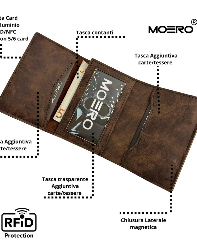 Moero Pro Plus Vintage Dark Brown Zip Portafoglio Slim - MARIO SPATARELLA