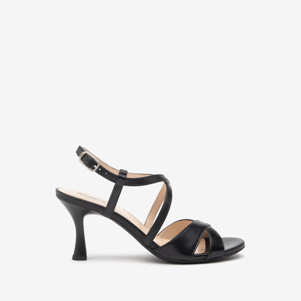 Nero Giardini Sandali Donna con Tacco Rocchetto in Pelle Nero E513200DE NERO 100 Nero Giardini 