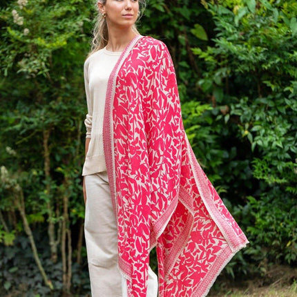 Foulard in Lana Misto Seta Rosso ASW52F ROJO Colores de Otono 