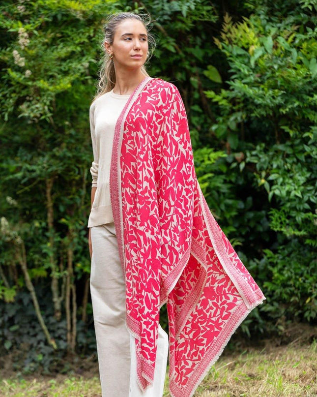 Foulard in Lana Misto Seta Rosso ASW52F ROJO Colores de Otono 