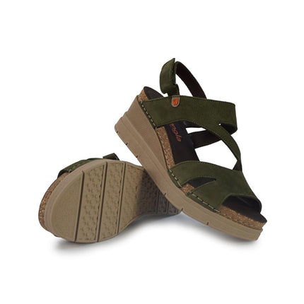Jungla Sandali Donna con Zeppa in Pelle Nabuk Verde 8018 PRADO Jungla 
