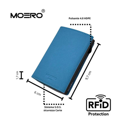 Moero Pro Saffiano Azzurro Zip Portafoglio Slim PRO SAFFIANO AZZURRO ZIP AZZURRO Moero 