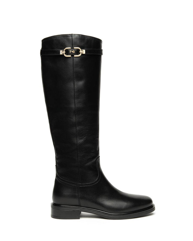 Nero Giardini Stivali Donna conTacco Basso in Pelle Nero I514703D NERO 100 Nero Giardini 