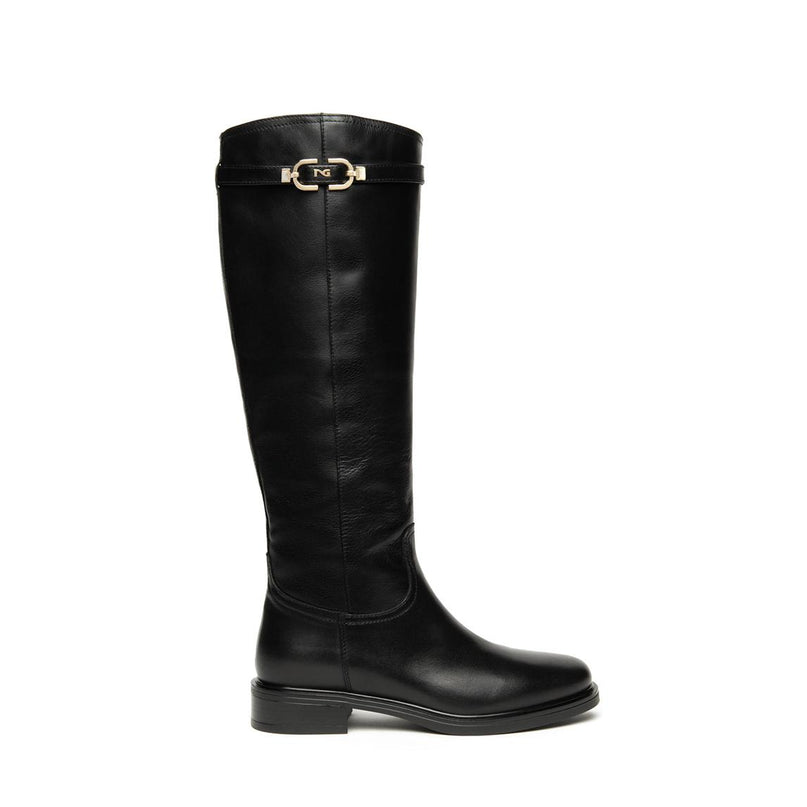 Nero Giardini Stivali Donna conTacco Basso in Pelle Nero I514703D NERO 100 Nero Giardini 