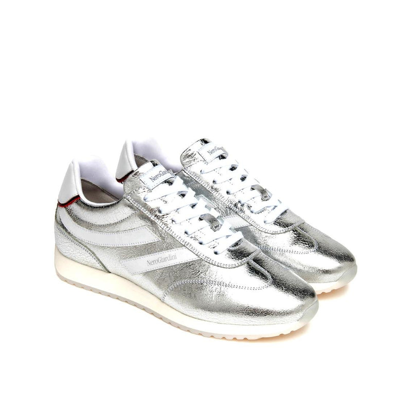 NeroGiardini Sneakers Bassa Donna in Pelle Argento - MARIO SPATARELLA