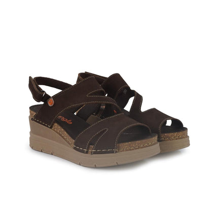 Jungla Sandali Donna con Zeppa in Pelle Nabuk Marrone - MARIO SPATARELLA