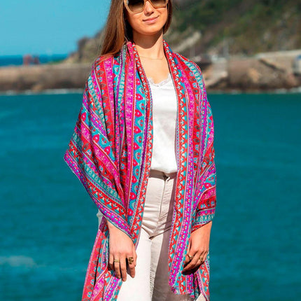 Foulard in Lana Misto Seta Rosso ASW12F ROJO Colores de Otono 