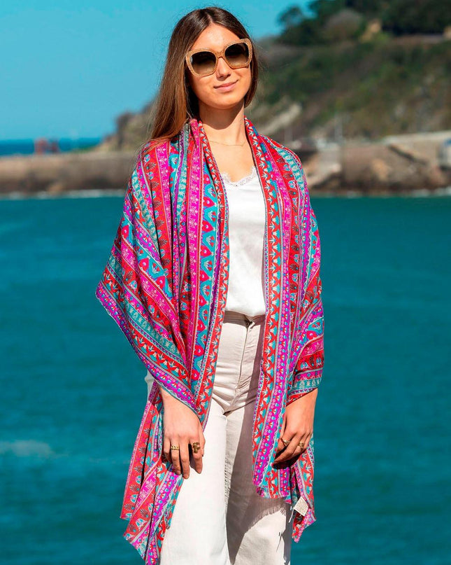 Foulard in Lana Misto Seta Rosso ASW12F ROJO Colores de Otono 