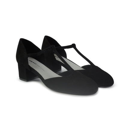 Frau Decolletè Mary Jane Charleston in Camoscio Nero 66D7 NERO Frau 
