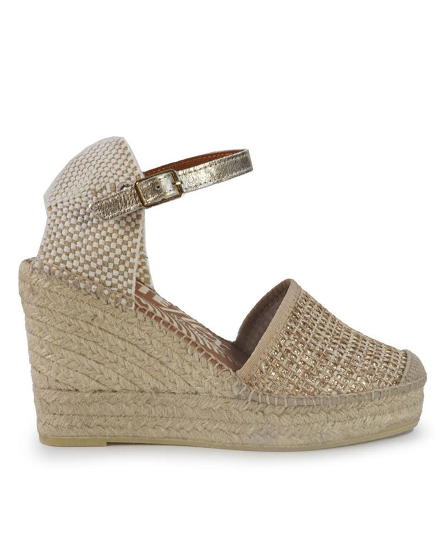 Viguera Espadrillas Alpargatas Donna con Cinturino in Pelle eTessuto Beige Multi - MARIO SPATARELLA