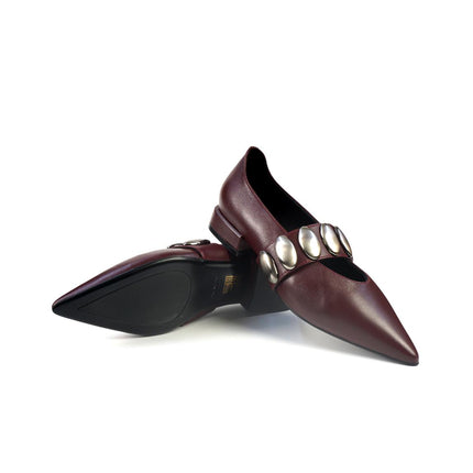Ballerine Bruno Premi a Punta con Borchie in Pelle Bordo BM0107 BURGUNDY Bruno Premi 