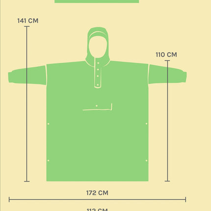 RAINKISS RAIN PONCHOBRETON BROWN GREEN TEXT