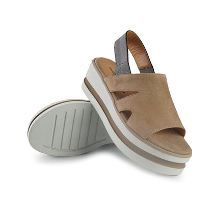 Gianmarco Sorelli Sandalo Donna Platform con Zeppa in Camoscio Beige - MARIO SPATARELLA
