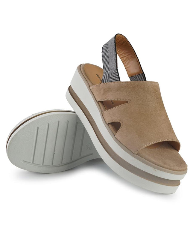 Gianmarco Sorelli Sandalo Donna Platform con Zeppa in Camoscio Beige - MARIO SPATARELLA