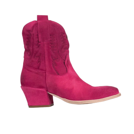 Spatarella Stivaletto Texano Tubolare in Camoscio Fuxia - MARIO SPATARELLA