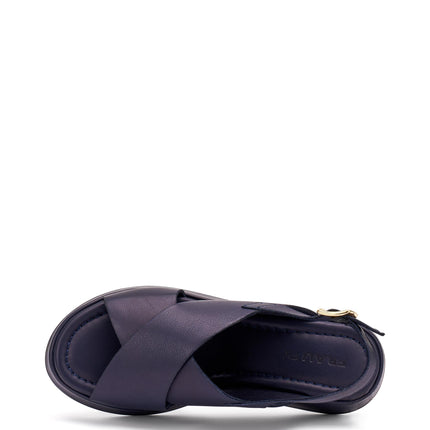 Frau Sandali con Zeppa Donna in Pelle Blu 04M4 NAPPA BLU Frau 