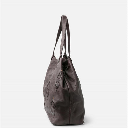 Biba Borsa Shopping in Pelle Vacchetta Dark Viola - MARIO SPATARELLA
