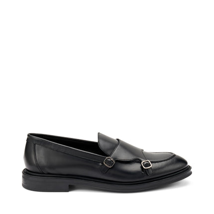 Frau Mocassini Uomo con Doppia Fibbia in Pelle Nero 71L0 TOLEDO BLACK Frau 