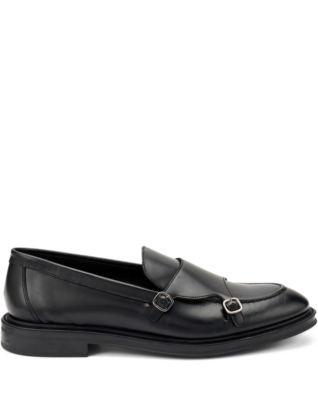 Frau Mocassini Uomo con Doppia Fibbia in Pelle Nero 71L0 TOLEDO BLACK Frau 