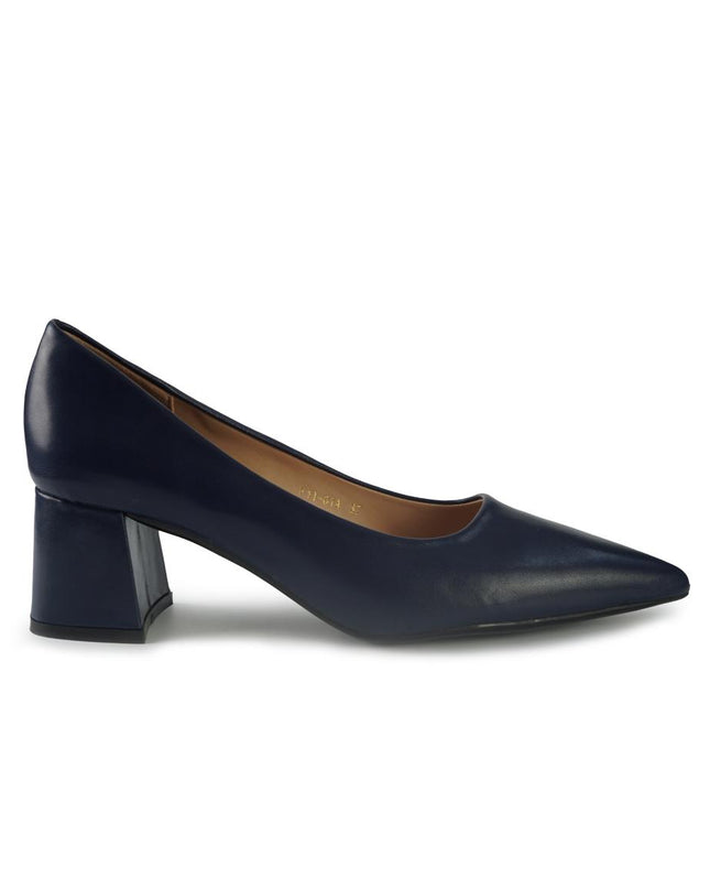 Francesco Milano Decollete in Pelle Blu Tacco Largo F11-01A SACCHETTO NAVY Francesco Milano 