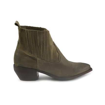 Stivaletto Texano Donna  con Impunture in Camoscio Taupe BL166 TEX TAUPE Spatarella 