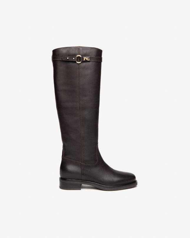 Stivali Tacco Basso Pelle Marrone I408850D MORO 300 Nero Giardini 