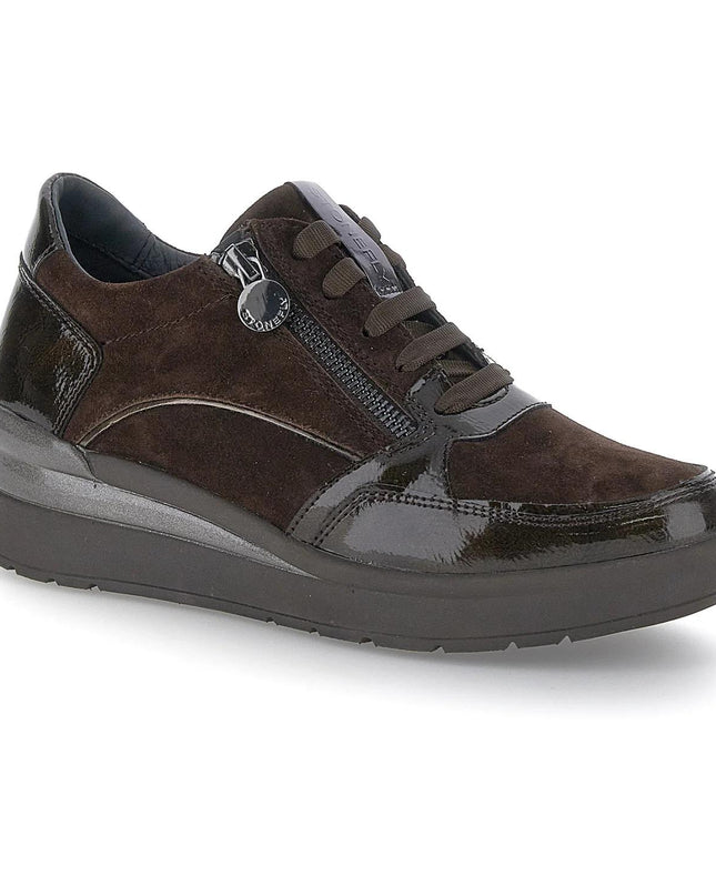 Stonefly Sneakers Donna Lacci e Zip in Pelle Marrone Brown 221739 CLERYN BROWN Stonefly 