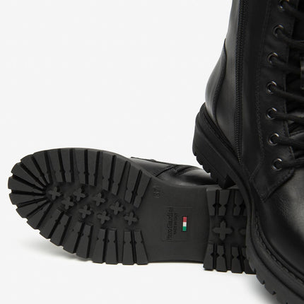 Nero Giardini Anfibi Donna in Pelle Nero - MARIO SPATARELLA