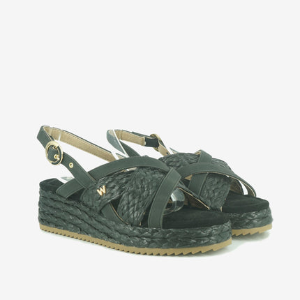 Sandali Donna con Zeppa KIM RAFFIA BLACK Wrangler 