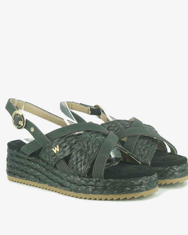 Sandali Donna con Zeppa KIM RAFFIA BLACK Wrangler 