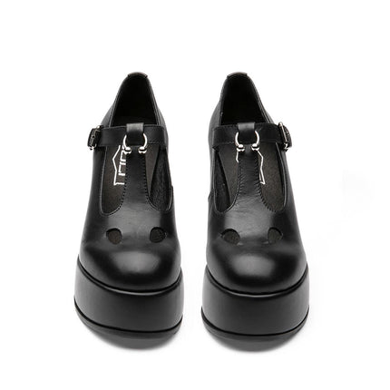Pump Cult Donna con Tacco e Plateau in Pelle Nero CLW460100 BJORK BLACK Cult 