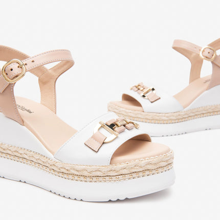 Nero Giardini Sandali Donna con Zeppa in Pelle Bianco E513552D BIANCO 707 Nero Giardini 