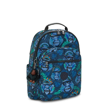 Zaino Porta Computer 15 Pollici Fantasia Blu SEOUL LAP BLUE MONKEY FUN Kipling 