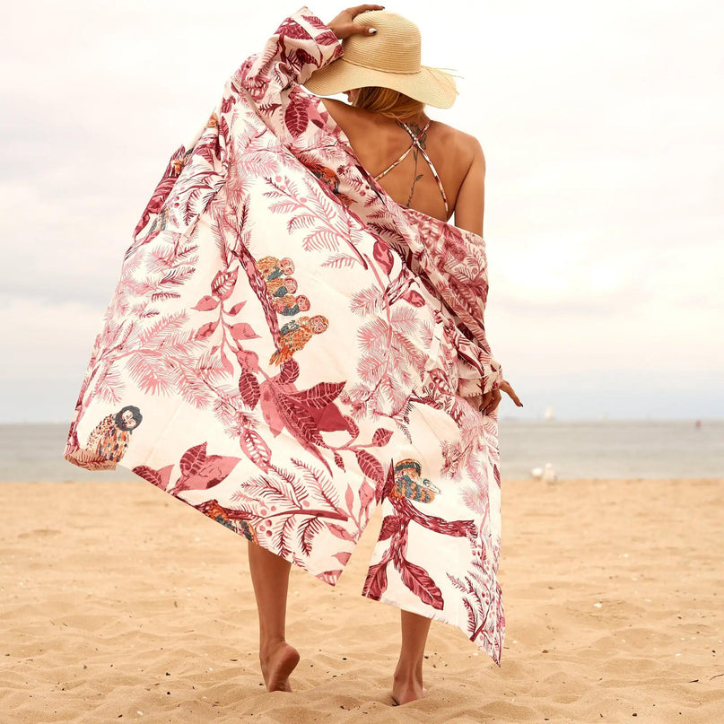 Kimono Caftano in Cotone CK04 GUFO ROSA Linen 