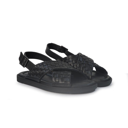 Vueva Sandalo Uomo in Pelle Intrecciata Nera MD640R12 BLACK Vueva 
