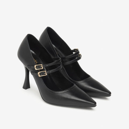 Nero Giardini Decollete Mary Jane con Doppio Cinturino in Pelle Nero - MARIO SPATARELLA