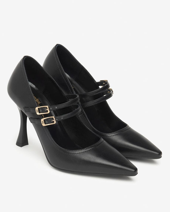 Nero Giardini Decollete Mary Jane con Doppio Cinturino in Pelle Nero - MARIO SPATARELLA