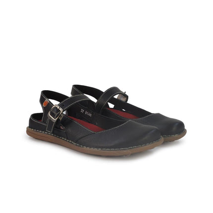 Jungla Sandalo Donna Ballerina Pump Bassa in Pelle Nera - MARIO SPATARELLA
