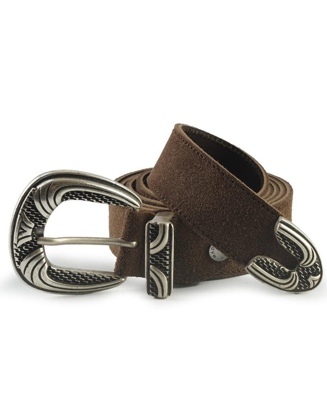 Spatarella Cintura Donna in Camoscio Marrone con Fibbia Texana - MARIO SPATARELLA