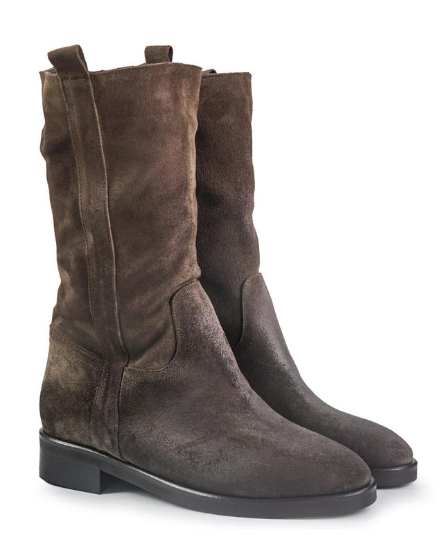 Spatarella Stivaletti Donna Tacco Basso Tubolare in Pelle Ingrassata Taupe LP32 380 TAUPE Spatarella 