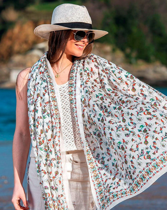 Foulard Pareo in Cotone Stampato Fantasia Rosso - MARIO SPATARELLA