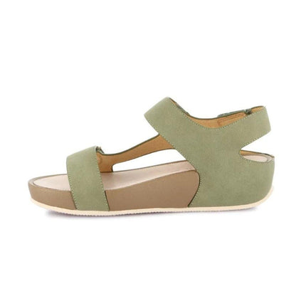 Grunland Sandalo Donna Ciabatta Confort con Velcro in Tessuto Oliva - MARIO SPATARELLA