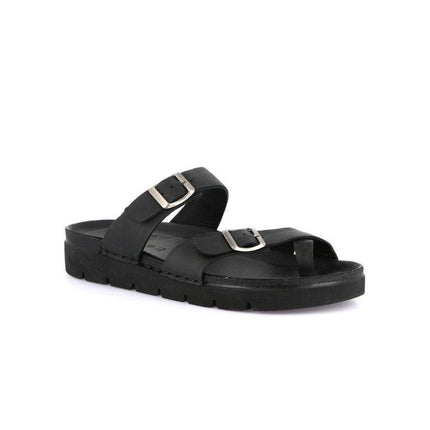 Grunland Sandali Infradito Uomo Doppia Fibbia in Pelle Nera CI3097 LERO NERO Grunland 