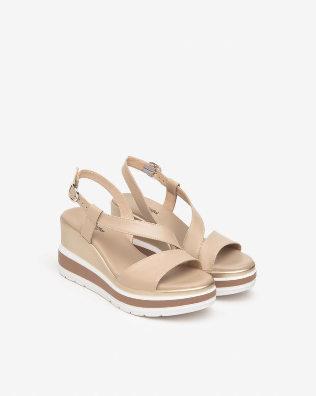 Nero Giardini Sandali Donna con Zeppa in Pelle Lino E513520D LINO 453 Nero Giardini 