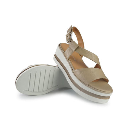 Gianmarco Sorelli Sandalo Donna Platform con Zeppa in Pelle Beige - MARIO SPATARELLA