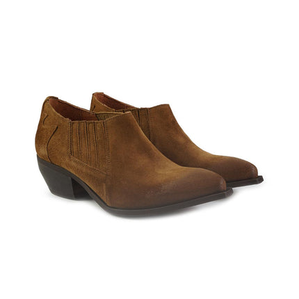 Stivaletto Texano alla Caviglia  in Camoscio Cuoio ELENA13 TEX Spatarella 