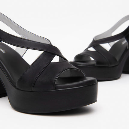 Nero Giardini Sandali Donna con Tacco e Plateau in Pelle Nero E513640D NERO 100 Nero Giardini 