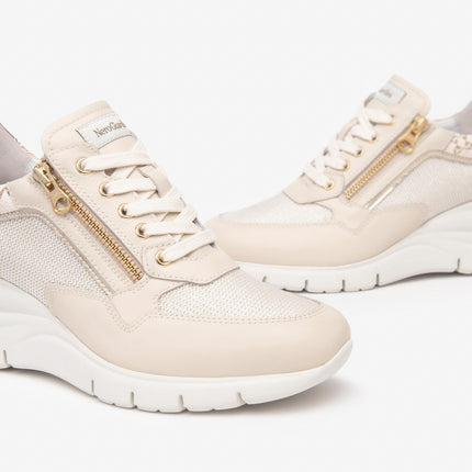 Nero Giardini Sneakers Donna con Zeppa in Pelle Milk E512940D MILK 710 Nero Giardini 