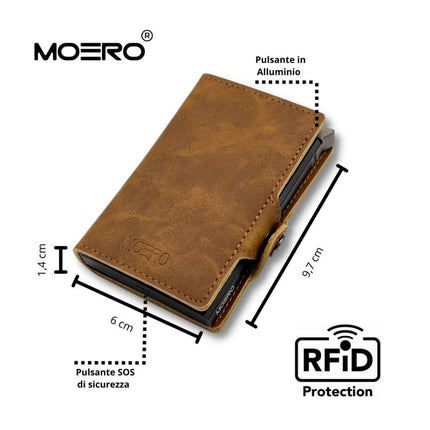 Portafoglio Slim VINTAGE LIGHT BROWN BUFFALO ZIP CUOIO Moero 