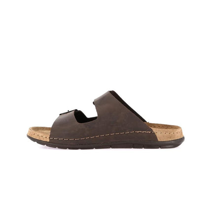 Grunland Sandali Uomo Plantare Sughero Doppia Fibbia in Nabuk Moro CI2500 SIRU BROWN Grunland 